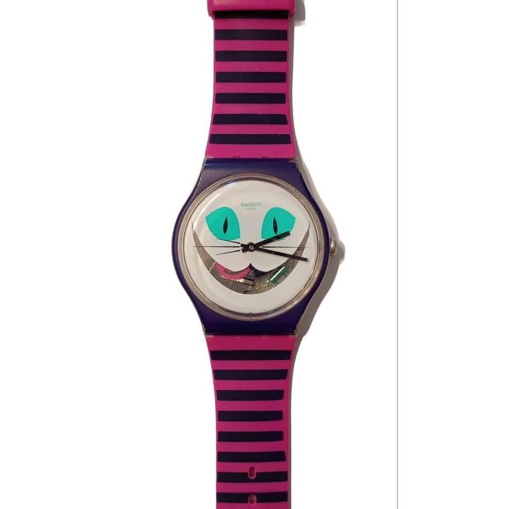Б/у Swatch CAT ME UP SUOW125 Часы Чеширский Кот Кварцевые
