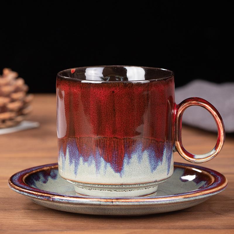 150 мл керамическая кофейная чашка и блюдце набор для украшения гостиной чашка концентрированного кофе и чайная чашка ретро расписанный вручную чайный сервиз