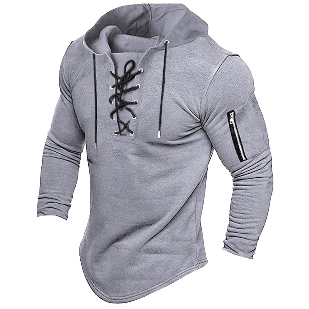 Men's Hooded Zip-Up Sweatshirt with Chest Pocket, Military Green, Olive, Brown, Gray, Black