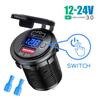 12V/24V 48W Car Charger Socket USB Type C Dual Port Outlet PD QC 3.0 Fast Charger Auto LED Display Voltmeter with ON/Off Switch