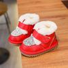 Winter Kids Snow Boots Infant Toddler Shoes Baby Girls Genuine Leather Boots Non-slip Plush  Outdoor Sequins Children Shoes