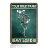 Funny Toilet Bathroom Decor, Skeleton Skull Reading Newspapers Sign, Retro Metal Tin Sign, Vintage Bar Wall Decor Metal Poster