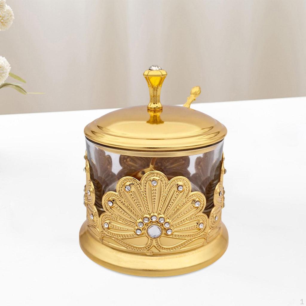 Condiment Containers Jar (Gold Color) Modern Tea Canister Small Sugar Bowl European Spice