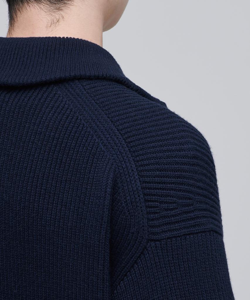 Musinsa Standard Свободный фактурный вязаный кардиган на молнии [Темно-синий]
