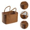 With Handle Picnic Basket Rattan Flower Basket Decorative Woven Basket  Fruit