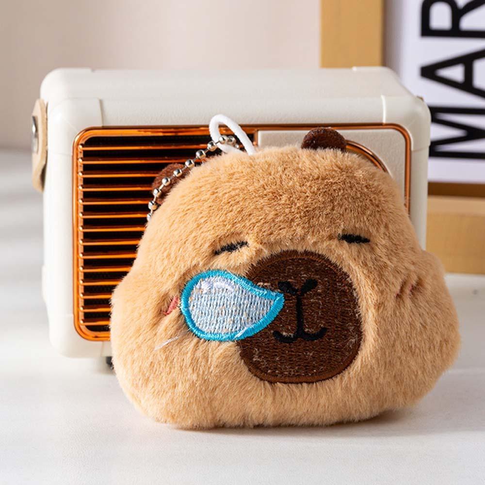 Blinking Capybara Key Ring Beeping Cartoon Animal Pendant Bag Hanging Capybara Plush Keychain  Kids