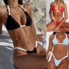 Swimsuit Straps Bikini European and American Beach Women Contrasting Color Brazilian Split Bikini Swimwear