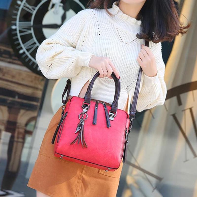 Сумки через плечо с двойной молнией, повседневная женская винтажная сумка с кисточками Cat, роскошная женская сумка