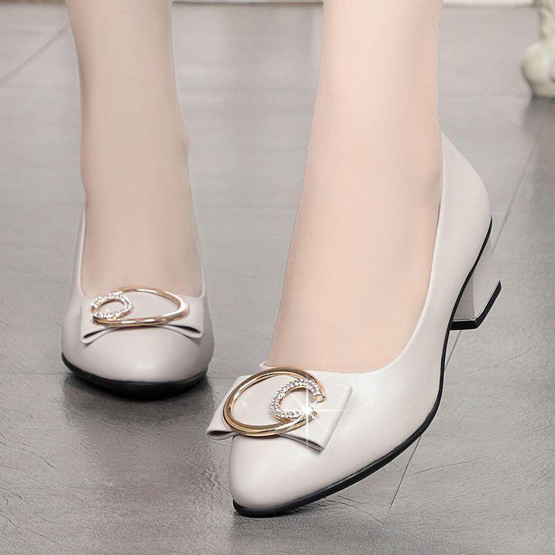 Fashion Shoes for Woman 2024 Normal Leather Casual with Medium Heels Women's Summer Footwear Square E Discount Slip on Sale Chic Point A