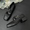 Fashion 2026 Spring New Cross-Strap Shallow Opening Ballet Shoes For Women Thick Heels Versatile Mary Jane Single Shoes And High Heels
