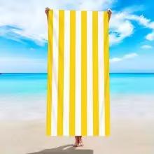 1pc Minimally Striped Beach Towel, Ultra-fine Fiber Quick Drying Absorbent Towel, Beach Swimming Vacation Beach Towel