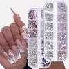 Nail Art Rhinestones 12 Grid Flat Back Mixed-Size AB Crystal Gems DIY Manicure Decoration