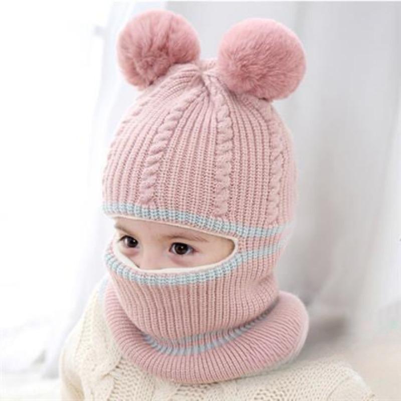 Детские шапки осень и зима плюс бархат толстые теплые шерстяные шапки для мальчиков и девочек детские нагрудники зимние вязаные шапки