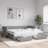 Pull out Day Bed with Drawers Light Gray 100x190 cm Fabric