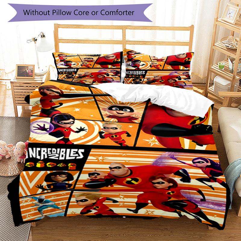 3pcs The Incredibles Bedding Set Duvet Cover Closure Includes 1 Duvet Cover & 2 Pillowcases, Soft and Comfortable for All Seasons.