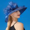 Шляпа от солнца с широкими полями из органзы с цветочным пером, защита от ультрафиолета, полупрозрачный материал