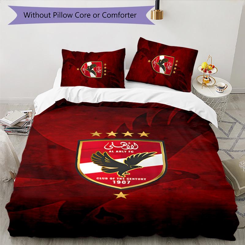 3pcs Al Ahly FC Design Cover Set - HD Printed Bedding with 1 Cover and 2 Pillowcases - Perfect for Home and Dorm Decor