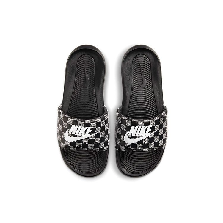 Nike Victori One Слайды с принтом Just Do It Клетчатые мужские кроссовки Черно-белые CN9678-004