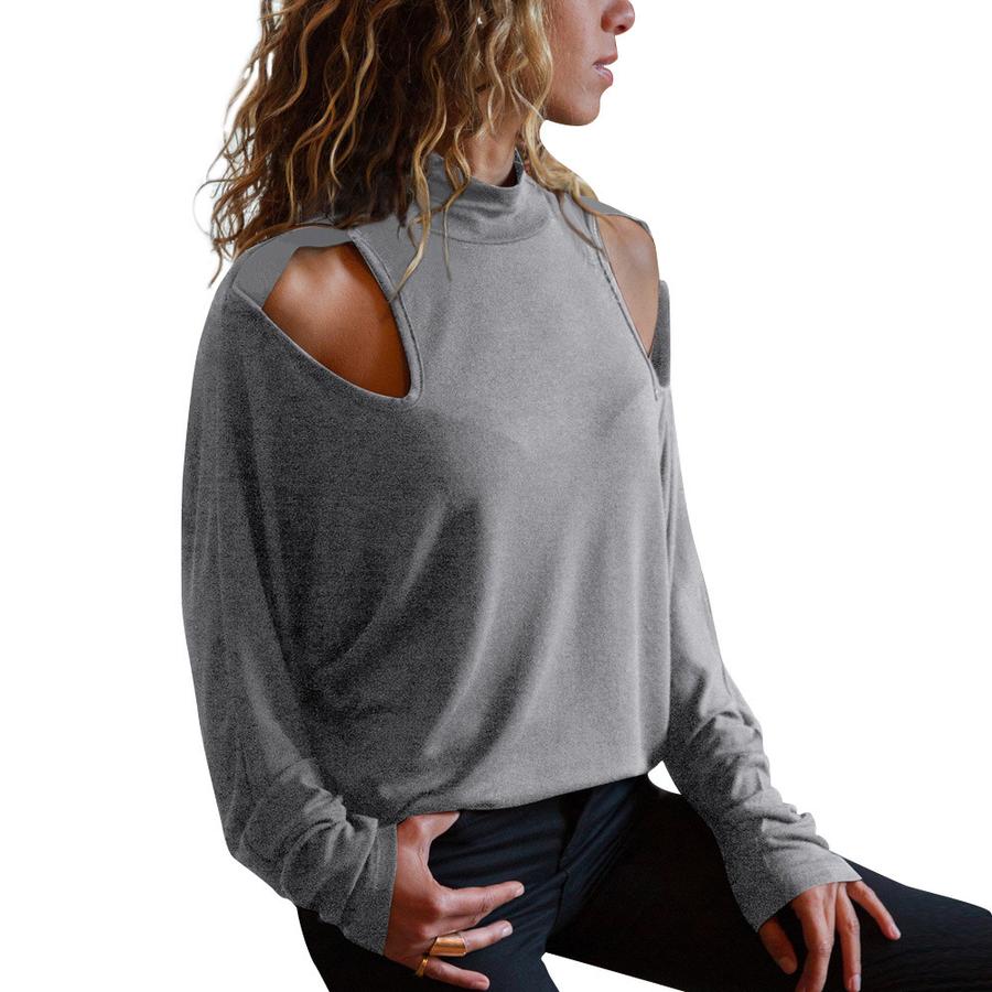 Женский топ с длинным рукавом оверсайз, пуловер с круглым вырезом, осенне-зимняя повседневная футболка с рукавами «летучая мышь»