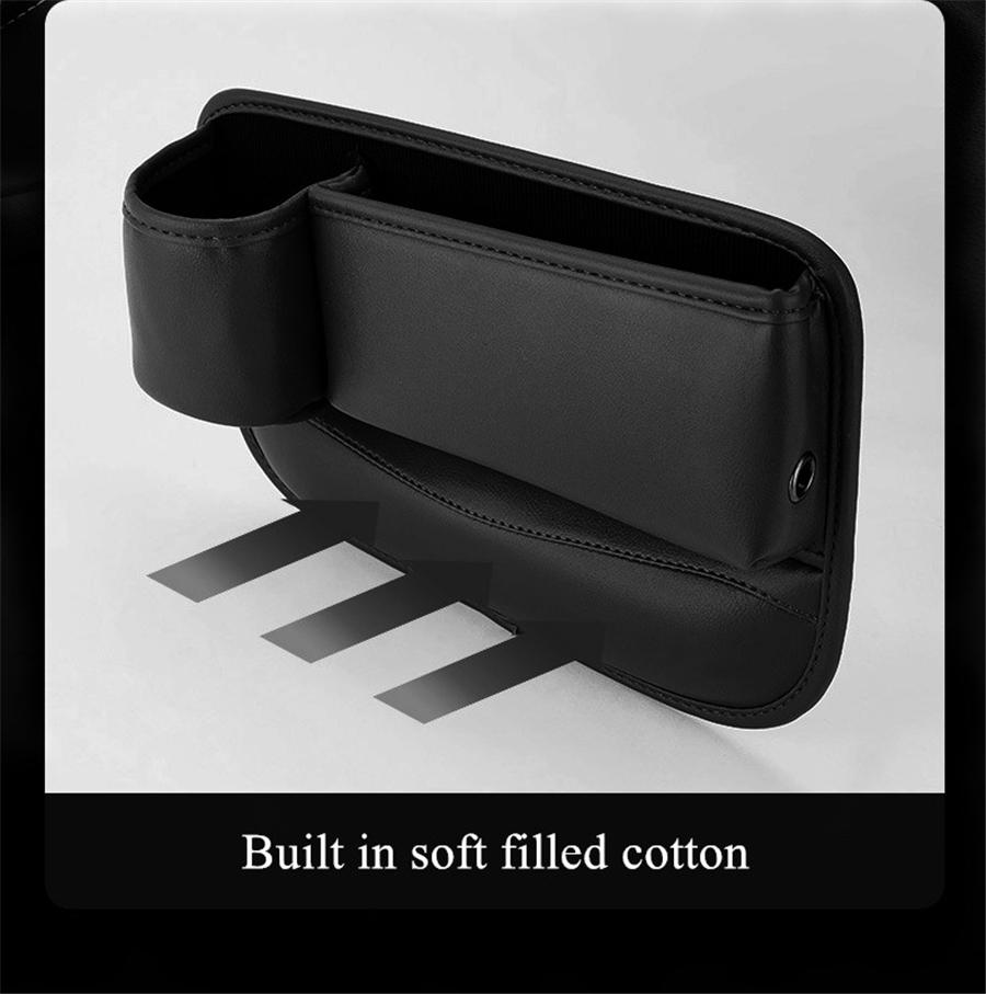 Black PU Leather Left Car Seat Gap Catcher Crevice Filler Storage Box Organizer