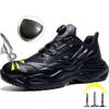 Quality Rotated Button Safety Shoes Men Steel Toe Working Sneakers Light Stab Proof Work Boots Man Anti-smash Security Footwear