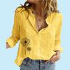 Women Casual Floral Print Linen Shirt Summer&fall Fashion Button-down Top Ladies Lapel Neck Long Sleeve Blouses