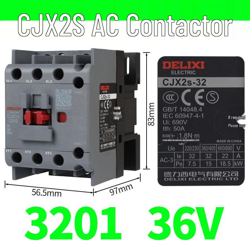 Контактор переменного тока DELIXI CJX2S-3210/3201/3211 (220В/380В/110В/24В/36В)