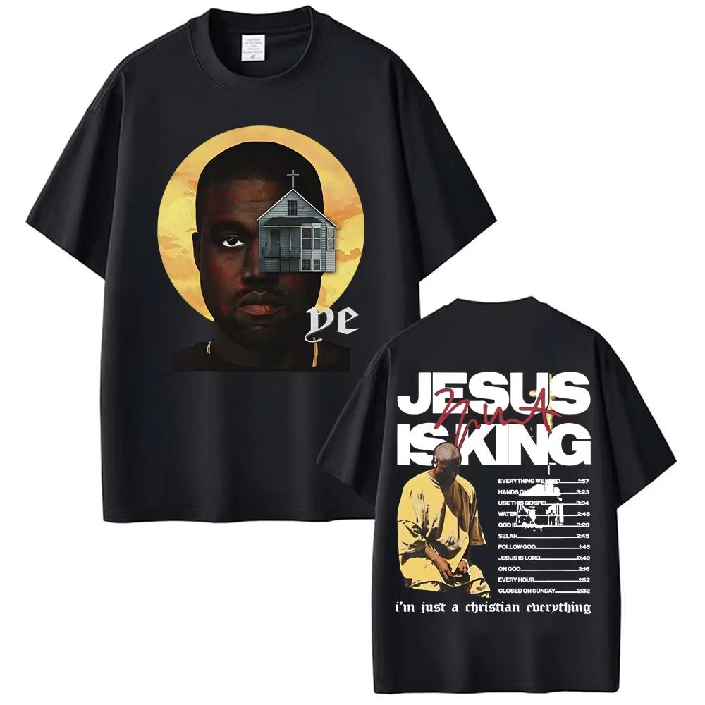 Рэпер Канье Уэст Jesus Is King Двусторонняя футболка Летняя Унисекс и Женская Хлопковая Одежда Хип-Хоп Мода Топ с коротким рукавом