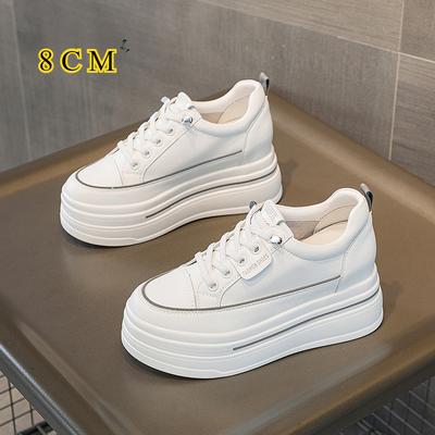 Весенние и летние повседневные кроссовки на танкетке высотой 8 см с толстой подошвой и внутренней частью, увеличивающей высоту, со шнуровкой, женские одинарные туфли