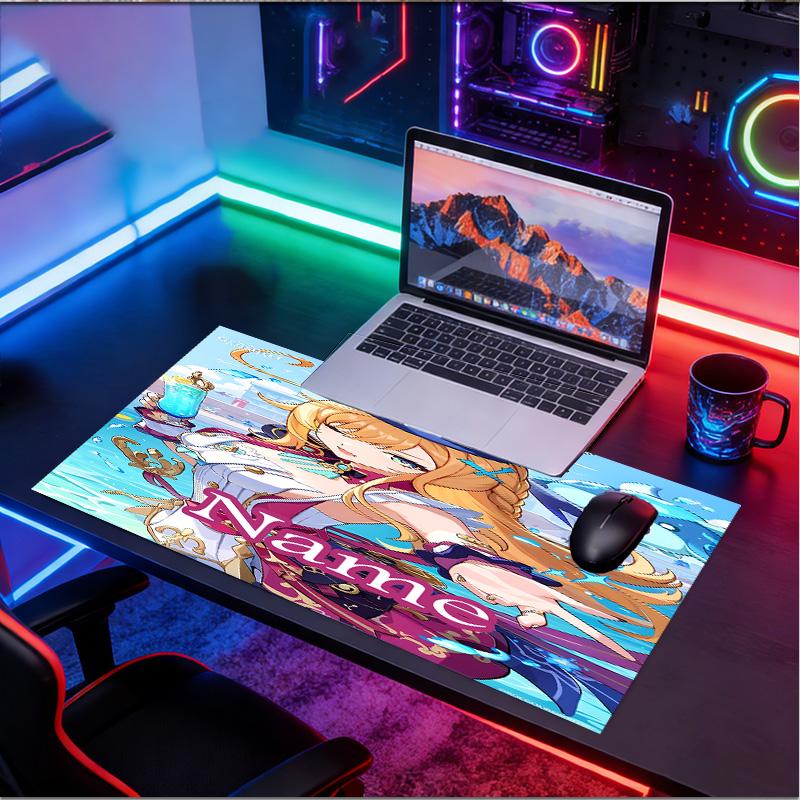 Custom Name Personalized Genshin Impact Pattern Mousepad, Laptop PC Desk Mat, Decorative Desk Mat for Home Keyboard Pad Gift