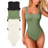2025 Sexy U-Neck Slimming Tank Bodysuit for Women-Sleeveless Bodycon Jumpsuit, Stretchy Tight Vest Top with Snap Closure,Viral Figure Hugging Outfit