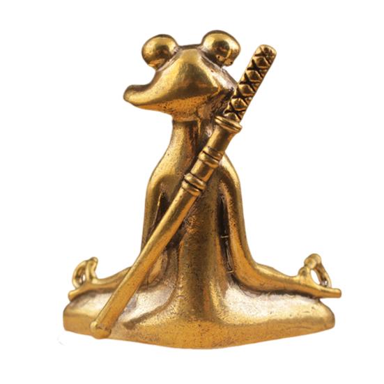 Zen Frog Incense Burner Ornament Retro Copper Animal Sculpture Meditation Statue Incense Holder Desk Decoration
