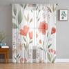 Pastoral Plants Flowers Plants Watercolor Bedroom Curtains Tulle Sheer Curtain Living Room Home Decor Voile Drapes