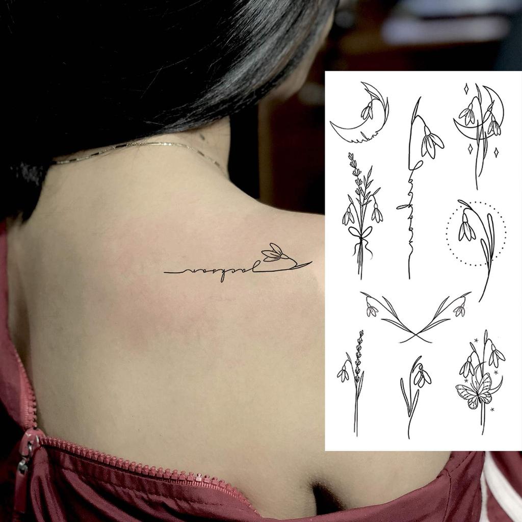 1 Sheet Black Butterfly Temporary Tattoos For Women Adults Fake Water Transfer Letter Tattoo Sticker Neck Hands
