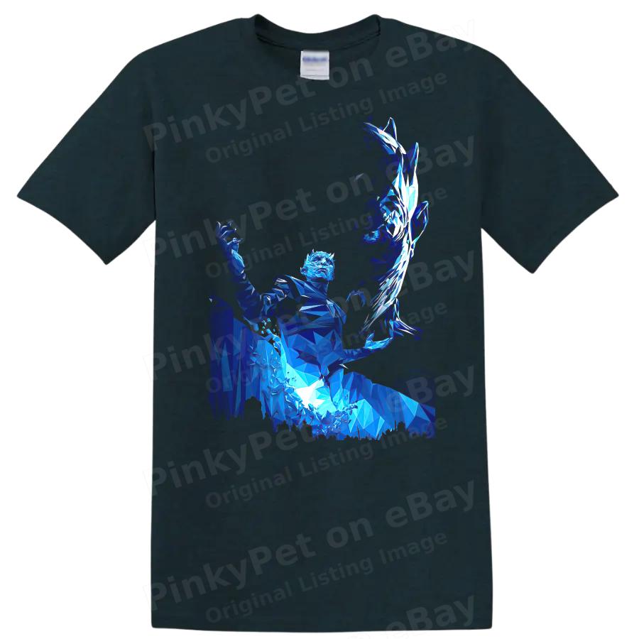 Blue Polygonal Warrior T Shirt Abstract Graphic Art Design Cool Tee