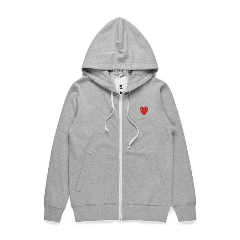 CDGplay Hoodie Couples Winter Heart Print Stand Collar Zip Sweatshirt Men Women