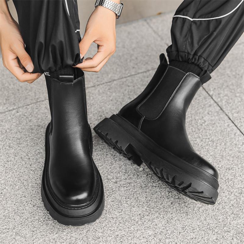 Горячая Распродажа Высокие Ботинки Мужские Классические Ретро Кожаные Челси Мужские Модные Без Шнуровки Ботильоны Мужские Повседневные Британский Стиль Лоферы