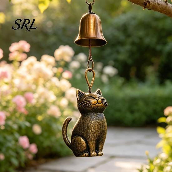 Unique Wind Chimes for Porch Metal Cat Chime, Garden Decor, Outdoor Statue Soothing Sound Lovers, Windchimes Bell Hanging Ornaments, Outside Yard Home