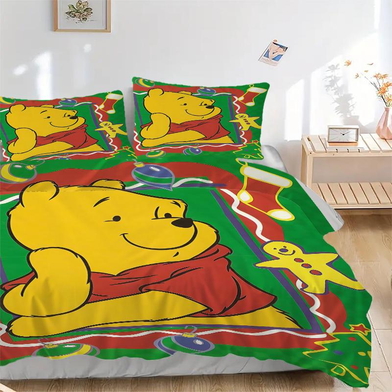 3Pcs Christmas Winnie Pooh Bedding Sets For All Sizes New 3D Printed Bed Cover Comforter Duvet Cover Pillowcase Bedroom Decoration