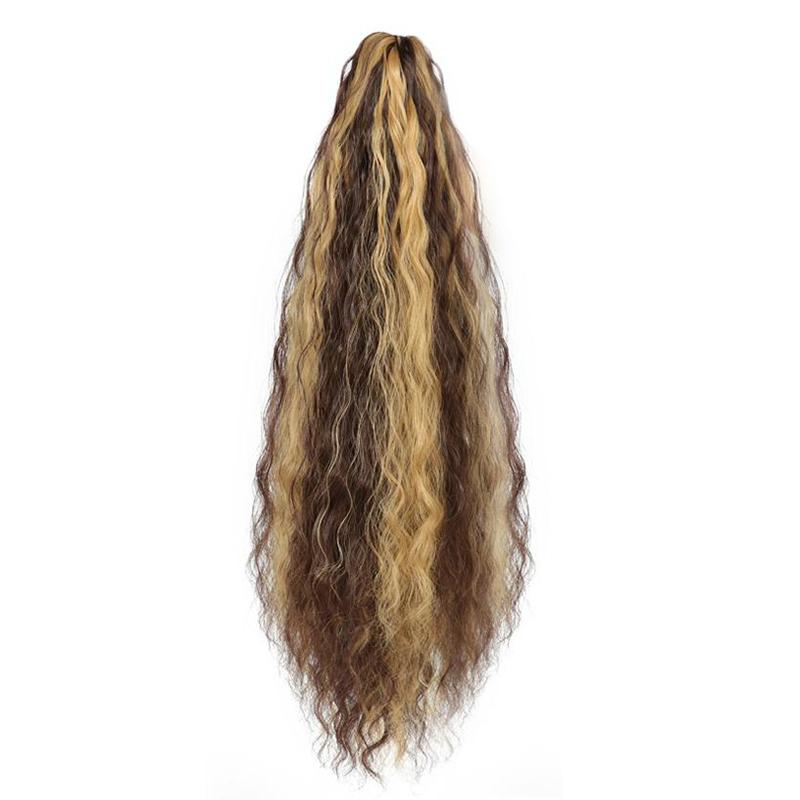 MISS WIG Женский длинный парик с хвостиком из кукурузной волны, синтетическое волокно, шиньон с зажимом для наращивания волос, вьющийся длинный хвост из кукурузы