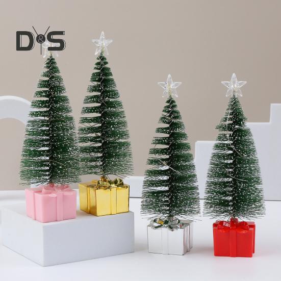 4 шт. маленьких елочных украшений со светодиодными лампами на батарейках реалистичные мини-настольные аксессуары для рождественской елки