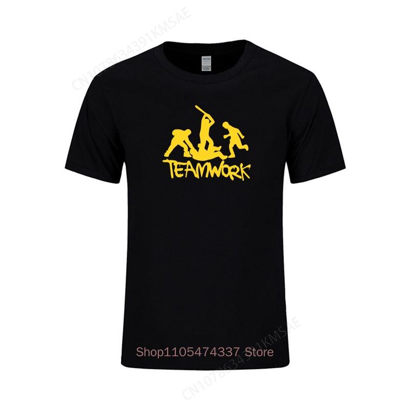 Teamwork Group Fights Funny Print T Shirt Unisex Summer Fashion Short Sleeve Cotton Tshirts Humor Birthday Gift Tees Top