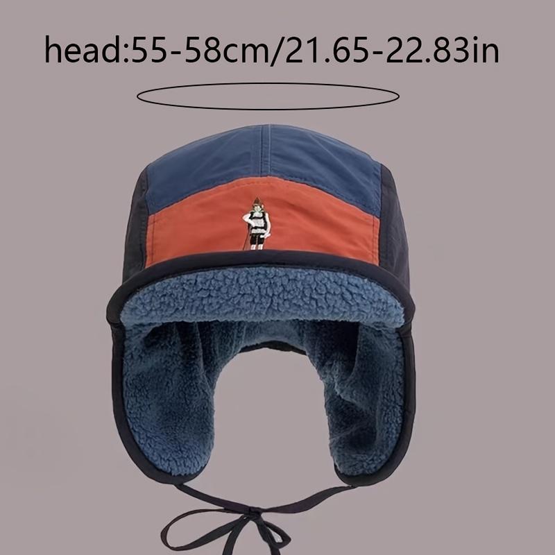 Мужская ретро-шапка-ушанка на флисовой подкладке - Легкая зимняя шапка с регулируемой кулиской, оливково-зеленый и коричневый колор-блок, плюшевая флисовая подкладка для катания на лыжах