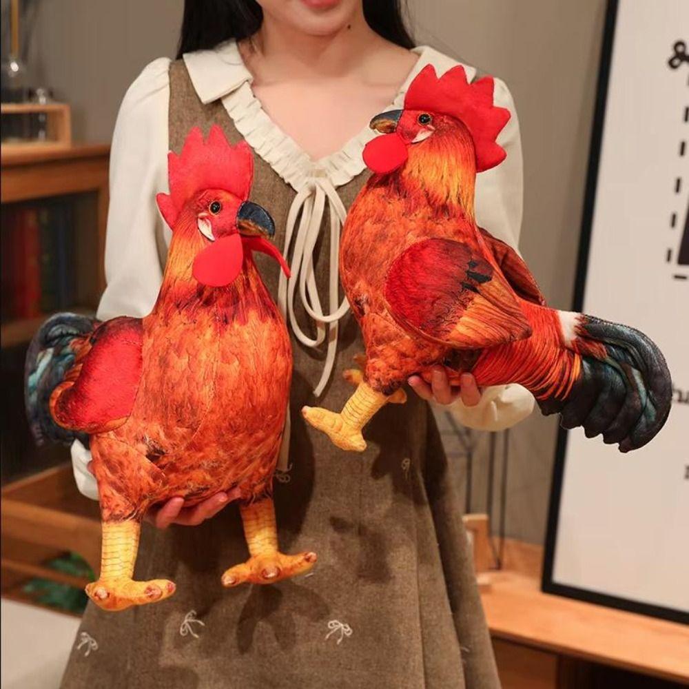 30/48cm Simulation Rooster Plush Toys Cute Game Stuffed Doll Chicken Stuffed Toy Room Decor