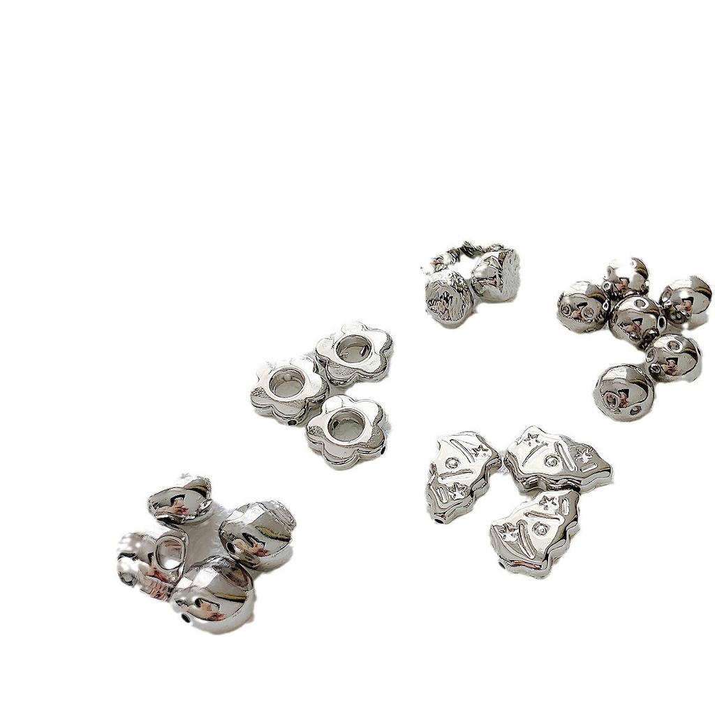 Silver CCB Series: Versatile Spacer Beads - Flower & Heart Designs for DIY Jewelry Making