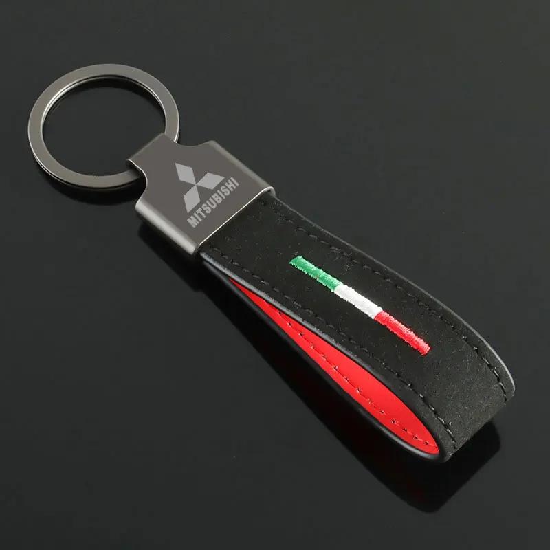 Suede Key Chains Car Logo Keyring Key Holder Pendant for Mitsubishi ASX EVO Lancer Montero Mirage Grandis Outlander Xpander