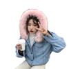 Women's Autumn/Winter Solid Colour Hooded Pocket Plush Denim Jacket Cotton Jacketet