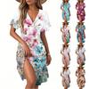 Women's Fashion Short Sleeve Wrap Sundress V-Neck Floral Print Dresses