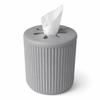 Gray Tissue Box with a Paper Roll, Grooved Organizer