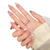 Yihe Gradient Cat Eye French Diamond-Styled Spring/Summer Medium Handmade Nails